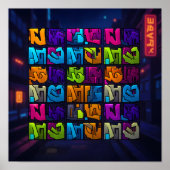 Luminous Pop Art Graffiti Wall Decor Print ポスター (正面)