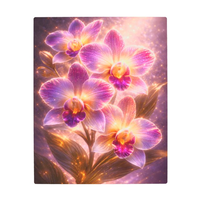 Luminous Purple Orchid Metal Wall Art Tropical メタルプリント (正面)
