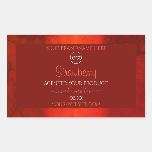 Luminous Red Marble Pattern製品のラベルロゴ 長方形シール (正面)