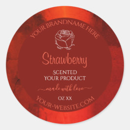 Luminous Red Marble Product Labelsバラ図 ラウンドシール