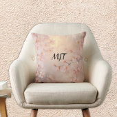 Luminous Sakura Cherry Blossom Branches Monogram クッション