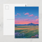 Luminous Sunset Over Wildflower Mountain Meadow ポストカード (正面/裏面)