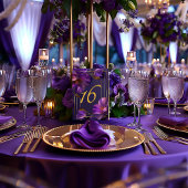 Luminous Violets Purple Wedding Table Number Card テーブルナンバー