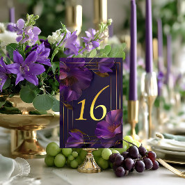 Luminous Violets Purple Wedding Table Number Card テーブルナンバー