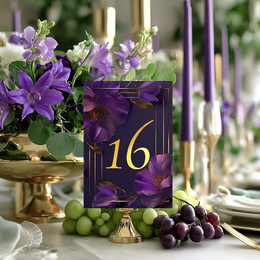Luminous Violets Purple Wedding Table Number Card テーブルナンバー