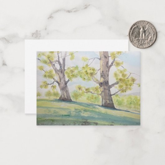 Luminous Watercolor Trees ノートカード (正面/裏面インサイチュ)