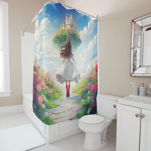 Luna and the Cloud Castle - Enchanted Shower Curta シャワーカーテン (インサイチュ)
