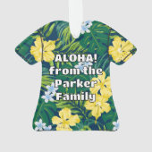 Luna Hibiscus Garden Hawaiian Aloha Shirt- Navy オーナメント (裏面)