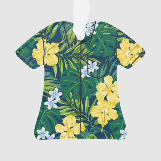 Luna Hibiscus Garden Hawaiian Aloha Shirt- Navy オーナメント (正面)