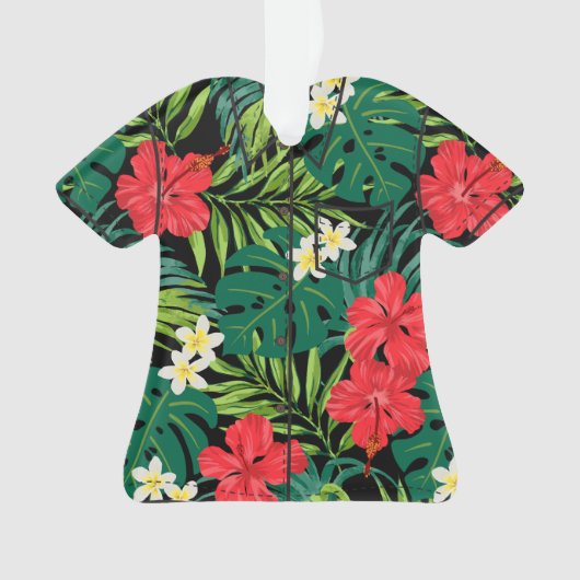 Luna Hibiscus Garden Hawaiian Aloha Shirt- Red オーナメント (正面)
