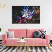 Luna lionfish、Pterois lunulata Temminck & Schleg キャンバスプリント (インサイチュ (リビング))