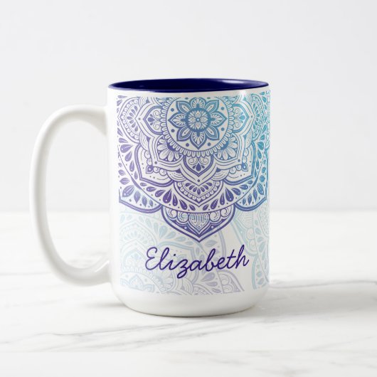 Luna Mandala 15 oz. Personalized Mug ツートーンマグカップ (左)