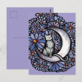 Luna Moon Cat Purple Daisy                         ポストカード (正面/裏面)