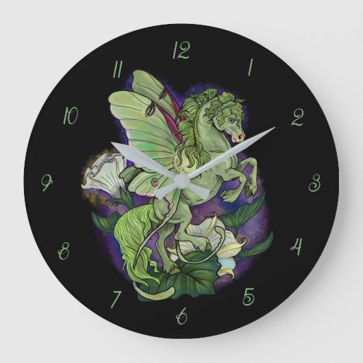 Luna Moonduster Moth Fairy Horse Large Clock ラージ壁時計 (正面)