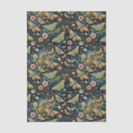Luna Moth and Moon, Celestial Floral Repeat 薄葉紙