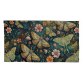 Luna Moth and Moon Phases, Starry Night Flowers 枕カバー (裏面-右)