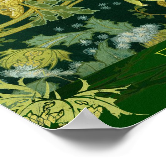 Luna Moth and Moon Poster, Green Nature Collage Po ポスター (角)