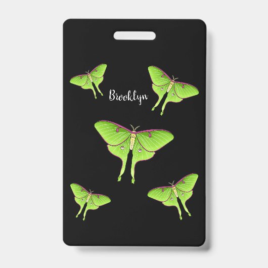 Luna Moth cartoon illustration   バッジ (正面)