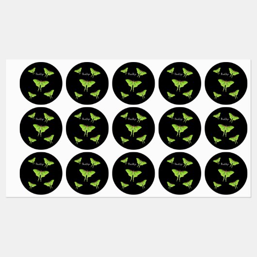 Luna Moth cartoon illustration  ラベル (シート)