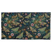 Luna Moth & Moon Phases, Starry Night Flowers 枕カバー (正面左)