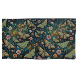 Luna Moth & Moon Phases, Starry Night Flowers 枕カバー