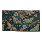 Luna Moth & Moon Phases, Starry Night Flowers 枕カバー (裏面-左)