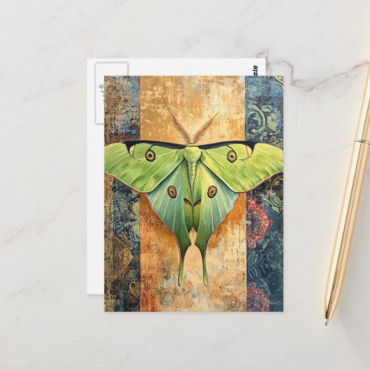 Luna Moth Painting ポストカード (正面/裏面インサイチュ)
