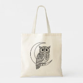 Luna Owl Line Art with Crescent Moon トートバッグ (裏面)