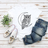 Luna Owl Line Art with Crescent Moon Tシャツ