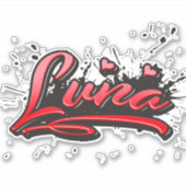 Luna red Heart Graffiti Aufkleber Sticker シール (正面)