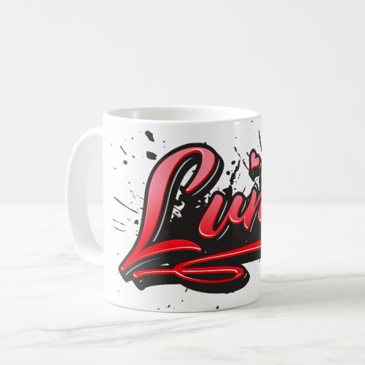 Luna red Heart Graffiti Tasse Kaffeetasse コーヒーマグカップ (正面左)