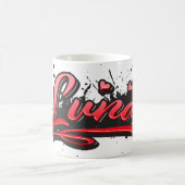 Luna red Heart Graffiti Tasse Kaffeetasse コーヒーマグカップ (中央)