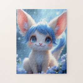 Lunabu in the Blue Flower Garden Jigsaw Puzzle ジグソーパズル