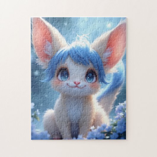 Lunabu in the Blue Flower Garden Jigsaw Puzzle ジグソーパズル (縦)