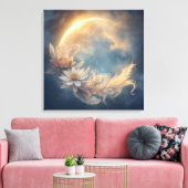 Lunar Bloom Mandala Boho Wall Art キャンバスプリント (インサイチュ (リビング))