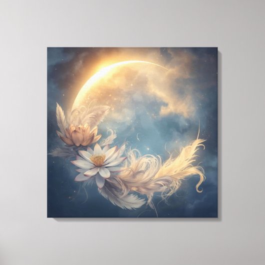 Lunar Bloom Mandala Boho Wall Art キャンバスプリント (正面)