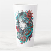 Lunar Blossom Reverie Turquoise Moonchild Crimson  カフェラテマグ (正面)