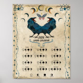 LUNAR CALENDAR 2026,  Crow Moon, Wicca Witch Moon ポスター (正面)