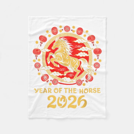 Lunar Chinese New Year 2026 Year Of The Horse Zodi フリースブランケット (正面)