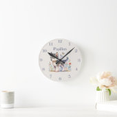 Lunar Cub - Customizable Name Baby Wolf Wall Clock ラウンド壁時計 (ホーム)