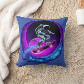 Lunar Drift Skateboard pillow– Neon Space pillows  クッション (ブランケット)