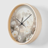 Lunar Floral Timepiece: Ethereal White Peonies & B 壁時計 (傾斜)