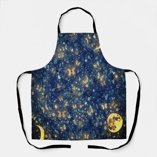 Lunar Glow Celestial Moon & Butterflies Cooking エプロン (正面)