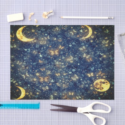Lunar Glow Cosmic Night Garden 薄葉紙 (クラフト)