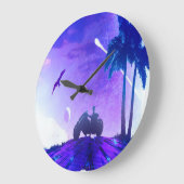 Lunar Mirage – Surreal Palestinian Digital Art Wal ラージ壁時計 (傾斜)