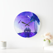 Lunar Mirage – Surreal Palestinian Digital Art Wal ラージ壁時計 (ホーム)