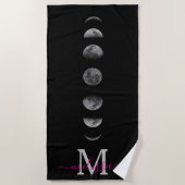 Lunar Moon Phases | Celestial Personalized Name ビーチタオル (正面)