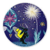 Lunar Moth Bunny Rabbit セラミックノブ (正面)