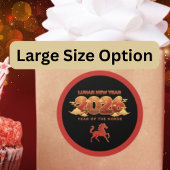 Lunar New Year 2026 Year of the Horse Red Black ラウンドシール