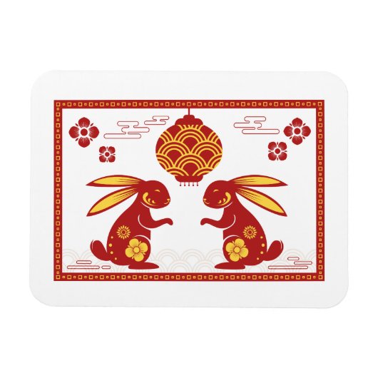 Lunar New Year Of Rabbit 2023 Zodiac Animal  マグネット (横)